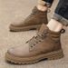 European Warm Series Martin Autumn Winter High Top British Style Casual Leather Shoes Men's Short New Versatile Trendy Mid-Top Work Boots_vogvips.com