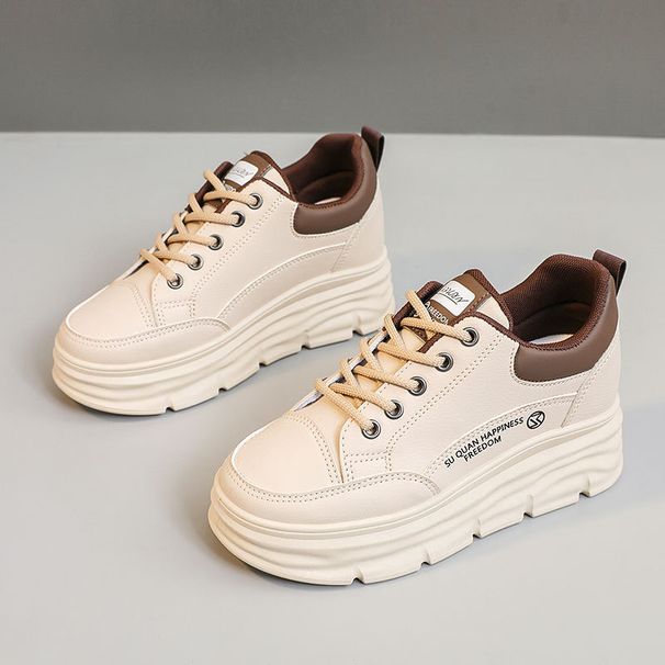 W3676 New White Shoes 2024 Autumn Inner Height Increase Thick Bottom Student Wear Resistant Casual Versatile Breathable Sneakers_vogvips.com