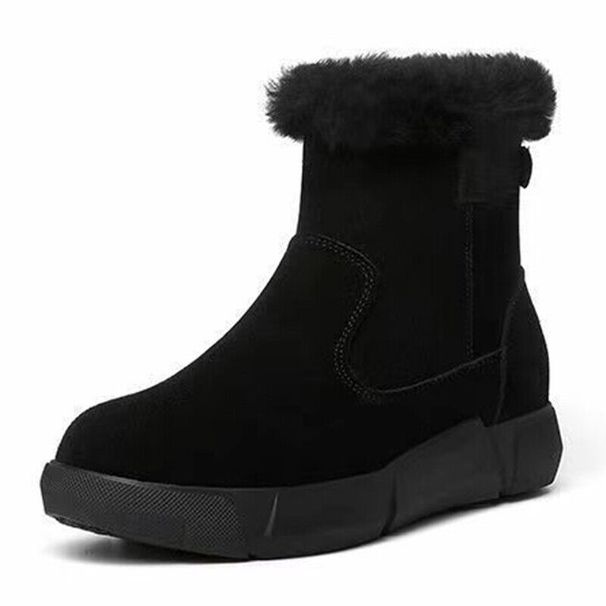 Womens Winter Snow Boots Ankle Fur Warm Shoes Lined Ladies Round Toe Side Zip Flat Warm Shoes_vogvips.com