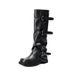Internet Celebrity Belt Buckle Mid-Calf Pile For Women Spring And Autumn New Western Long Cowboy With Pants Tube Martin_vogvips.com