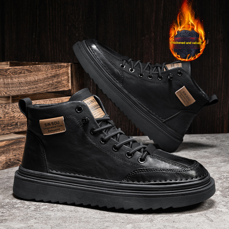 European Warm Series Light High-top 2025 New Autumn Winter Fleece-lined Warm Martin Boots Men's Casual Sports Trend Shoes_vogvips.com