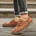 Cross-border Autumn Leather With Hand-stitched Seams, Men's Shoes, Outdoor Flat-soled Slip-on Casual Driving Shoes For_vogvips.com