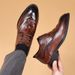 Business leather shoes men's real leather shoes Brock carved commuter formal men's shoe top layer cowhide_vogvips.com