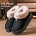 Women's Winter Simple And Wearable, Heeled Snow Boots, Fleece-Lined, Thickened, Warm, Furry Slippers, Couple's Cotton_vogvips.com