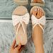 Women's Casual Comfortable Linen Fabric Slippers Lightweight Staircase Indoor Outdoor Flip Flops with Bow Wedge Heel_vogvips.com