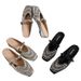 Sheepskin Version~French-style Rhinestone Closed-toe Mules, Summer Fairy Style, Stunning For Outdoor Wear, With Internal_vogvips.com