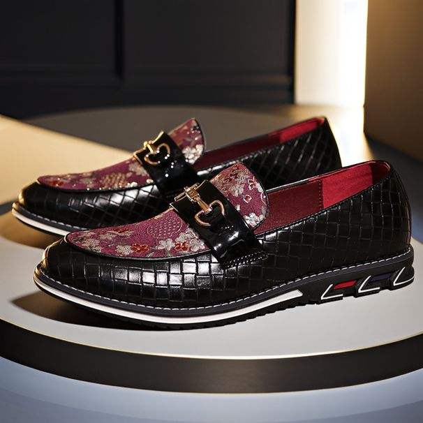 New Men's Loafers Large Size British Style Color Block Slip-On Versatile Casual Leather Shoes_vogvips.com