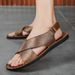 Hot Selling Sandals Summer Plus Size 48 New Made Of Genuine Leather, Men's Breathable Open Toe Outdoor Beach Shoes_vogvips.com