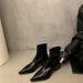ShoeVault Korean Style Brown Pointed Toe Short For Women 2025 New Fashion Versatile Stylish Chunky Heel Slim Boots_vogvips.com