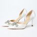 In Stock Z-61 High Heels Simple Summer New Style Closed Thin Heel Rhinestone Cross-Border Pointed Toe Large Size Hollow_vogvips.com