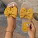Women's Shoes Summer New Indoor Leisure And Comfortable Home Light Slippers Linen Bow Flip Flops Flat Non Slip Sandals_vogvips.com