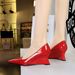 2905-1 Fashion Banquet Women's High Shallow Mouth Pointed Lacquer Leather Single Shoes Slope Heels_vogvips.com