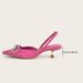 Women’s Shoes Large Size Women's Pointed Kitten Heels Solid Color Rhinestone Bow Elegant Back Empty Mule Sandals_vogvips.com