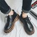 Voyage 2025 Autumn Vintage Color Block Leather Shoes Korean Style Youth Brogue Men's Fashion Versatile Sneakers_vogvips.com