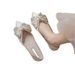 Flat For Women, Summer Fairy, Gentle Bow Silk With Skirt, Pointed Soft Sole Bridesmaid Wedding, Light Mouth Single_vogvips.com