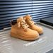 Top Layer Cowhide Children's Martin 2025 Autumn Winter New Fleece-Lined Short Girls' Cotton Boys' Yellow Boots_vogvips.com