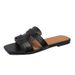 Large Size Women's Shoes, Slippers, Daily Style Woven One Word Strap, Heel, Flat Bottomed Rubber Slipper Batch_vogvips.com
