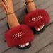 European American Style Fox Slpers, Versatile Faux Sl-on Fur Sandals For Women, Home Shoes With Flat Heel And Toe_vogvips.com
