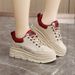 W3676 New White Shoes, 2024 Summer And Autumn, Height Increasing, Thick Soled, Wear-resistant, Casual, Versatile,_vogvips.com