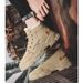 Men's Winter Work Boots High Top Casual Shoes With Fleece Lining, Waterproof Anti-Slip Rubber Sole For Outdoor Snow Hiking_vogvips.com