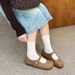 Cameido Soft Bottom Soft Upper Round Toe Mary Jane Shoes For Women Spring Sweet Single Strap Buckle Flats_vogvips.com