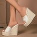 Women's Shoe Sexy New Straw Simple Hate Sky High Wedge Waterproof Trolley Model Linen Slippers_vogvips.com