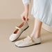French Ballet Shallow Mouth Single Shoes Women's Pleated One-word Strap With Skirt Mary Jane Women's Shoes_vogvips.com