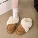 Thick-Soled Snow Boots Furry For Women, Outdoor Wear, Closed-Toe Half Sli, 2025 New Winter Slip-On Plush Cotton_vogvips.com