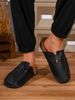 Men's Spring And Autumn Casual Simple Buckle Flat Heel Set Wear Soft Wood Grain Solid Color PU Shoes Bread Head Beach Slippers C_vogvips.com