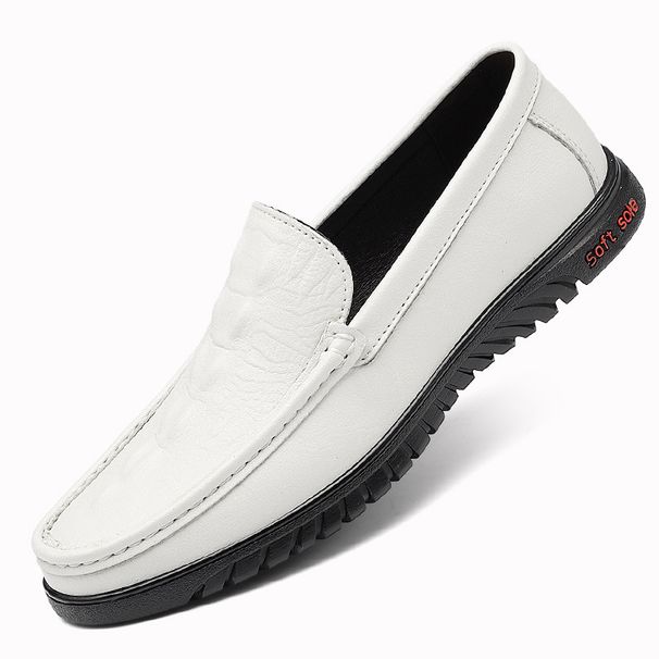 Crocodile Pattern Casual Leather Shoes Men's Soft-soled Foot Cover Lazy Beanie Shoes Driving Shoes Dad Shoes_vogvips.com