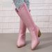 Elegant Rhinestone-Embellished Women's Knee-High Boots – PU Leather, Side Zipper, Chunky Heel, Wide Sizes (US 5-11)_vogvips.com
