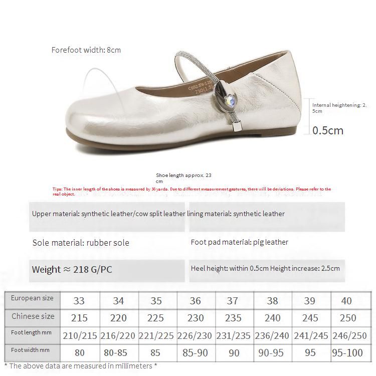 【Soft Sole And Soft Upper】Cameido Crystal Ankle Strap Mary Jane Shoes, 2025 Autumn Round Toe Low Flat Single Shoes_vogvips.com