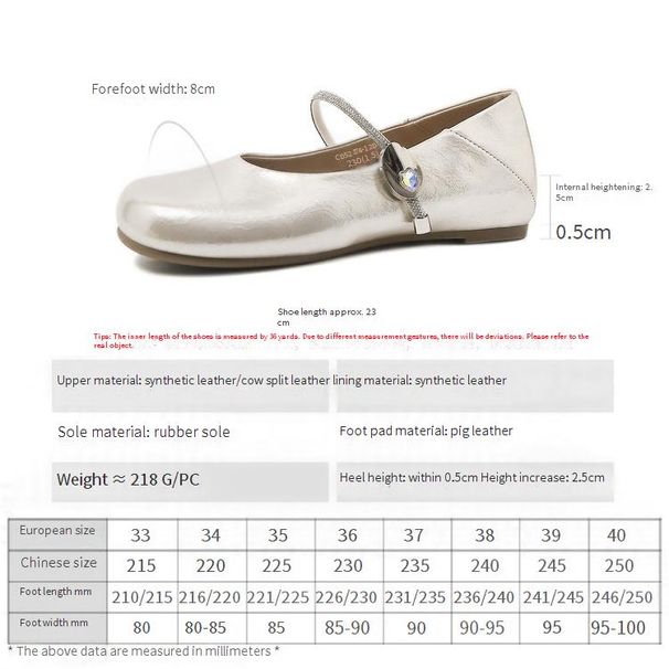 【Soft Sole And Soft Upper】Cameido Crystal Ankle Strap Mary Jane Shoes, 2025 Autumn Round Toe Low Flat Single Shoes_vogvips.com