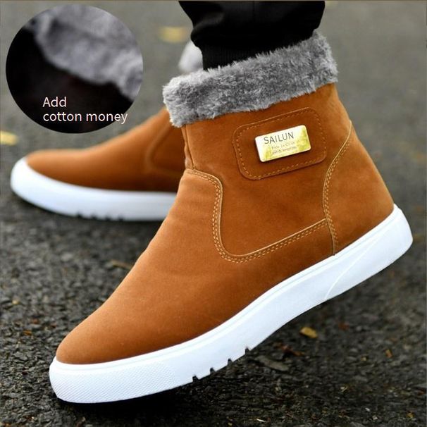 Men's Winter Snow Boots With Side Zipper - Waterproof PU Leather, Fleece Lined, Anti-Slip Rubber Sole For Cold Weather, Outdoor Hiking & Casual Wear_vogvips.com