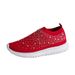 Women's New Women's Hot Diamond One Step Sports Shoes Flying Woven Breathable Shiny Walking Shoes Lightweight Mother's Shoes Large Size 43_vogvips.com
