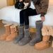Lancui Thick-Soled Snow For Women, Melard Brown Boots, Warm Fleece-Lined Thickened Northeastern Cotton Shoes, Long Boots_vogvips.com