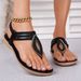 Bohemian Plus Size Women's Sandals 2026 Summer New Fashion Sequin Clip-Toe Cross-Border Flat Slip-On Roman Shoes_vogvips.com