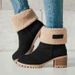 Large-size Snow Boots One Shoe Two Women's Chunky Heel Mid-calf Boots_vogvips.com