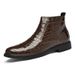 Large Size Casual Leather Boots High Top Personalized Polished Chelsea Boots Men's Round Head Formal Leather Shoes_vogvips.com