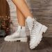 Women's Fashion Chunky Sole Martin Boots - Round Toe Lace-Up Ankle Boots With PU Leather Upper, Breathable & Lightweight For Spring & Autumn_vogvips.com