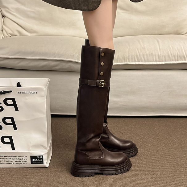 Platform Over-the-Knee For Women 2025 Autumn Winter New Style Two-Way Versatile Soft Leather Chunky Heel Riding Long_vogvips.com