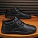 Men's Work Shoes, Autumn, Soft Sole, Lace-Up, Large Size, Trendy, Versatile, Mid-Top Casual Shoes_vogvips.com