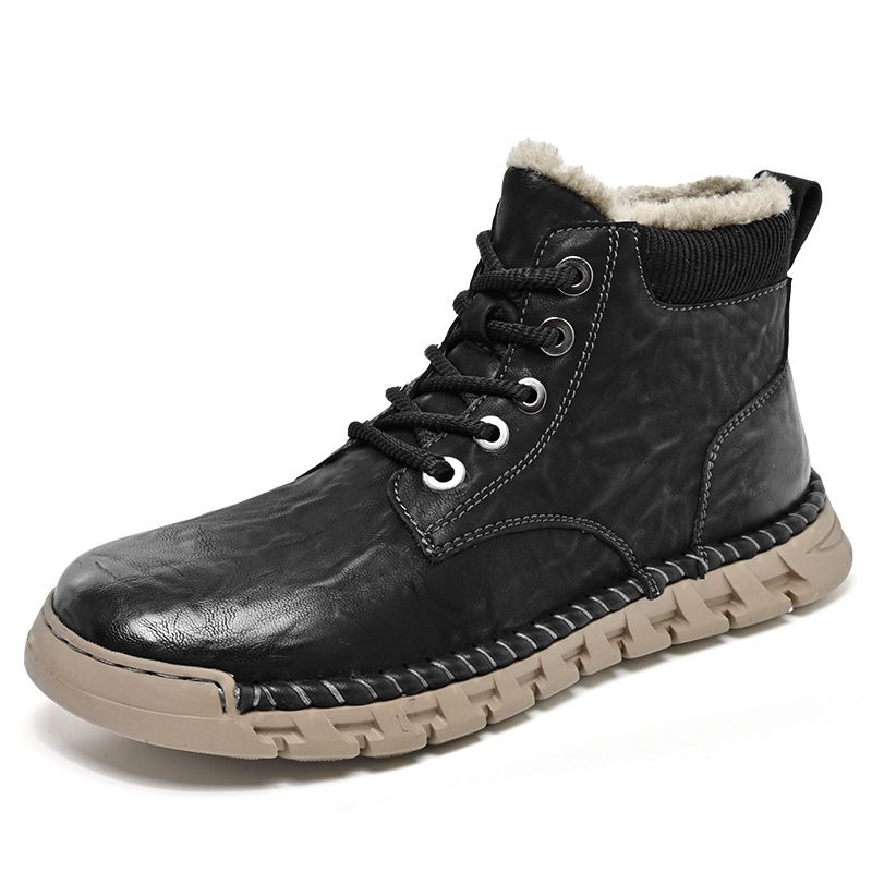 Cotton Boots, Men's Winter Fleece Mid-Top Men's Shoes, Cold Protection, Warmth, Plus Size Outdoor Sports And Leisure Sno_vogvips.com