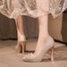 2026 Pointed Toe High Heels, Luxurious Elegant, Comfortable Wedding Shoes, Versatile With Rhinestones And Sequins,_vogvips.com