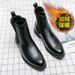 European Warm Series 2025 Autumn Winter New Casual Fashion Korean Style High-top Shoes Men's Large Size Youth Slip-on Leather Boots_vogvips.com