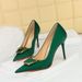 3265-K9 Korean Style Fashion Party High Stiletto Heels Shallow Mouth Pointed Toe Metal Buckle Decorated Single Women's_vogvips.com