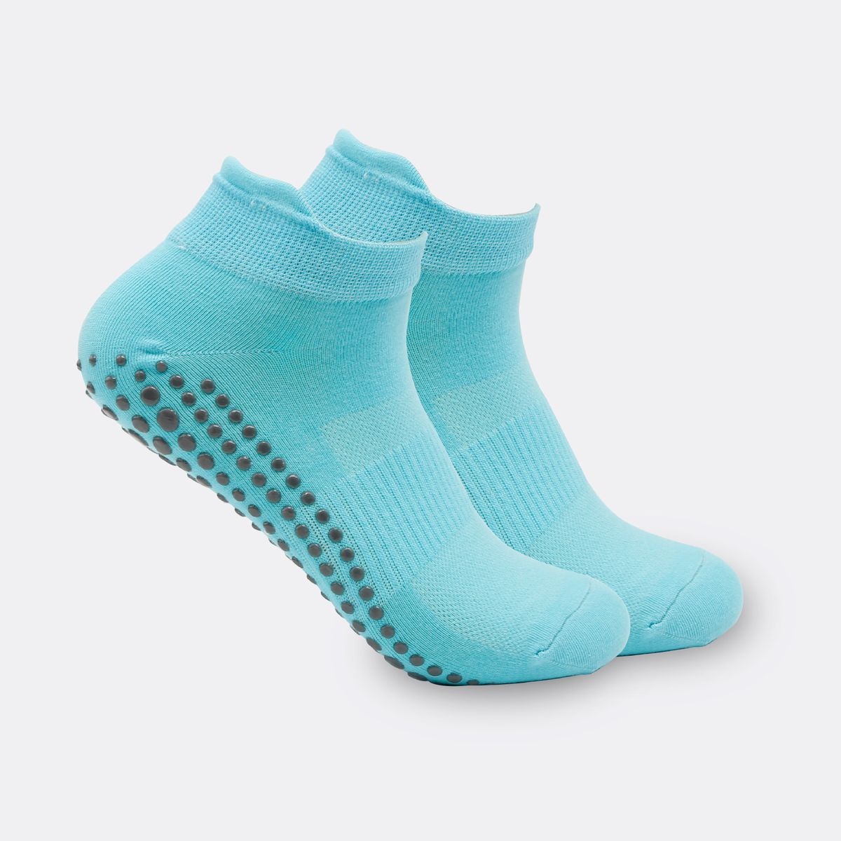 Women's solid color all match short socks with glue, non slip and breathable sports elastic mesh floor socks_vogvips.com