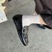Cameido Women's Leather Loafers With Tassels And Belt Buckles Soft Bottom Soft Upper Deep V Single Shoes For Spring_vogvips.com