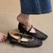 Women's French Woven Openwork Mary Jane Shoes Summer Single Strap Low Cut Flats Chunky Heel Sandals in Stock Ready to Ship_vogvips.com