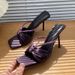MTX New Sexy Open-Toe Rhinestone Bow High Heel Two-Way Half Slippers One-Strap Sandals For Women Size 42 Purple_vogvips.com